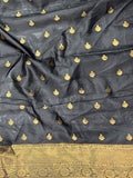 Black Soft Silk Kalamkari Printed Saree  women's fashion mart