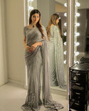 silver soft georgette Mono Bangalory blouse -Georgette Saree Black / free size upto 42 inches / unstich blouse women's fashion mart