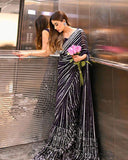 silver soft georgette Mono Bangalory blouse -Georgette Saree Black / free size upto 42 inches / unstich blouse women's fashion mart
