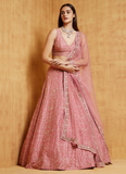 Malai Silk Pink Zari Embroidery Work Lehenga Choli  women's fashion mart