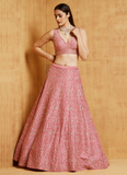 Malai Silk Pink Zari Embroidery Work Lehenga Choli  women's fashion mart