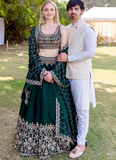 Green Zari Embroidery Silk Wedding Lehenga Choli With Dupatta  women's fashion mart