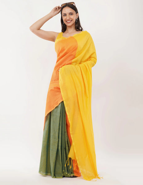 Crafted from the finest handwoven Khadi cotton Saree -Saree Default Title women's fashion mart