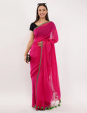 pink eye-catching mul cotton saree -Saree Default Title women's fashion mart