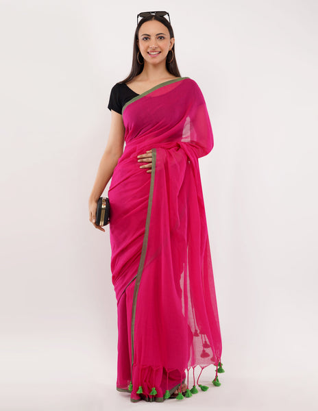 pink eye-catching mul cotton saree -Saree Default Title women's fashion mart