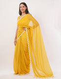 yellow while the lightweight mul cotton saree -Saree Default Title women's fashion mart