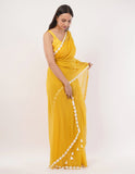 yellow while the lightweight mul cotton saree -Saree Default Title women's fashion mart