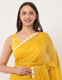 yellow while the lightweight mul cotton saree -Saree Default Title women's fashion mart