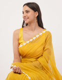 yellow while the lightweight mul cotton saree -Saree Default Title women's fashion mart