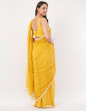 yellow while the lightweight mul cotton saree -Saree Default Title women's fashion mart