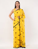 Mul stunning yellow mul cotton saree -Saree Default Title women's fashion mart