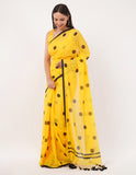 Mul stunning yellow mul cotton saree -Saree Default Title women's fashion mart