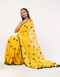 Mul stunning yellow mul cotton saree -Saree Default Title women's fashion mart
