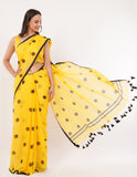 Mul stunning yellow mul cotton saree -Saree Default Title women's fashion mart