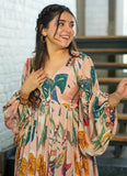 Pink Digital Printed Fully Flared Gown - women's fashion mart