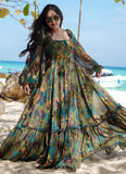 Green Digital Printed Fully Flared Gown - women's fashion mart
