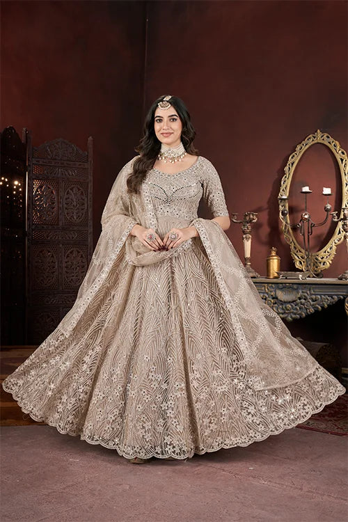 embroidered net fabric dresses NIVI , Lk319, Top fabric: Delicate net fabric with intricate embroidery. , Bottom fabric : the space silk,adds a luxurious feel, ensuring comfort while enhancing the rich color and design. , [party