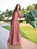 Onion Color Chinon Gown With Bandhej Silk Dupatta