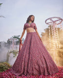 Chinon Silk Embellished With Heavy Thread Embroidery Lehenga -lehenga dress for wedding Soft Lavender / XL women's fashion mart