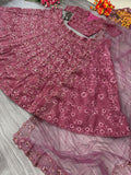 Chinon Silk Embellished With Heavy Thread Embroidery Lehenga -lehenga dress for wedding Soft Lavender / XL women's fashion mart