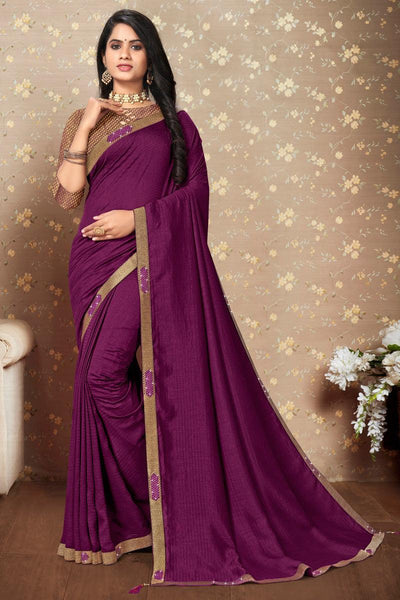 Art Silk Fabric Purple Color Festival Look Ravishing Saree.