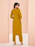 Elegant Mustard Yellow Chinon Hand Worked Kurta Set - women's fashion mart