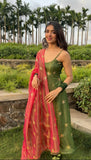 Dreamy Fit Green Kalidar Suit with Golden Embroidery - women's fashion mart