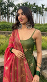Dreamy Fit Green Kalidar Suit with Golden Embroidery - women's fashion mart