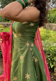 Dreamy Fit Green Kalidar Suit with Golden Embroidery - women's fashion mart