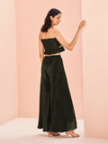 Elegant Black Art Silk Hand Worked Crop Top And Palazzo Set - women's fashion mart