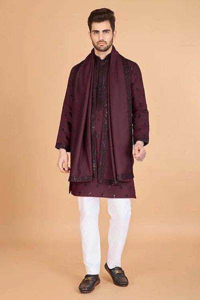 Maroon Designer Kurta for Men - Festive & Wedding  women's fashion mart