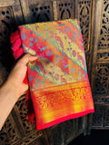 Dharmavaram Silk Sarees with Exquisite Leheriya Meenakari Weaving -silk saree Orange / free size women's fashion mart