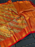 Dharmavaram Silk Sarees with Exquisite Leheriya Meenakari Weaving -silk saree Orange / free size women's fashion mart