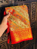 Dharmavaram Silk Sarees with Exquisite Leheriya Meenakari Weaving -silk saree Orange / free size women's fashion mart