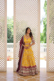 Dyeable Pure Viscose Jacquard fabric Lehenga Choli &Dupatta Set -Lehenga Choli Set Yellow women's fashion mart