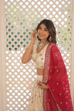 Dyeable Pure Viscose Jacquard fabric Lehenga Choli &Dupatta Set -Lehenga Choli Set White women's fashion mart