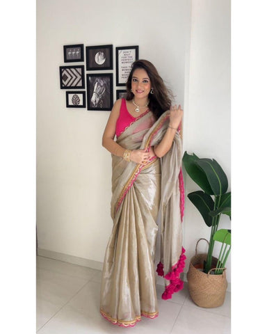 Effortlessly elegant, this Uppada Tissue Silk Saree -Saree Green women's fashion mart