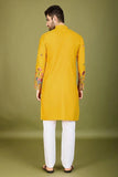 Yellow Embroidered Haldi Kurta for Men  women's fashion mart