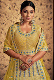 Yellow Color Trendy Net Readymade Lehenga Choli In Sangeet Wear.