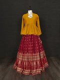 Maroon Color Foil Printed Rayon Material Lehenga With Top