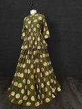 Mehendi Color Foil Printed Rayon Two Piece Lehenga Choli