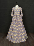 Grey Color Foil Printed Rayon Material Two Piece Lehenga Choli Set