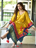 Mustard Color Digital Bandhej Print Pure Gaji Silk Kaftan -kaftan free size up to 44 women's fashion mart