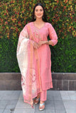 Light Pink Silk Kurti with Jacquard Dupatta for Wedding  women's fashion mart