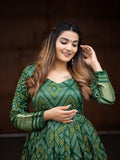 Green Color Digital Bandhej Printed Pure Gaji Silk Dress - women's fashion mart