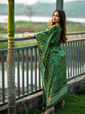 Green Color Digital Bandhej Print Gaji Silk Kaftan