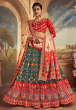 Traditional Gaji Silk Dark Green Patola Printe Lehenga Choli - women's fashion mart