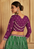 Fabulous Gaji Silk Green-Purple Patola Printed Lehenga Choli - women's fashion mart