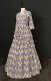 Grey Color Foil Printed Rayon Material Two Piece Lehenga Choli Set
