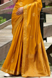 Brandy Punch Yellow Banarasi Handloom Saree -Saree Unstitched women's fashion mart